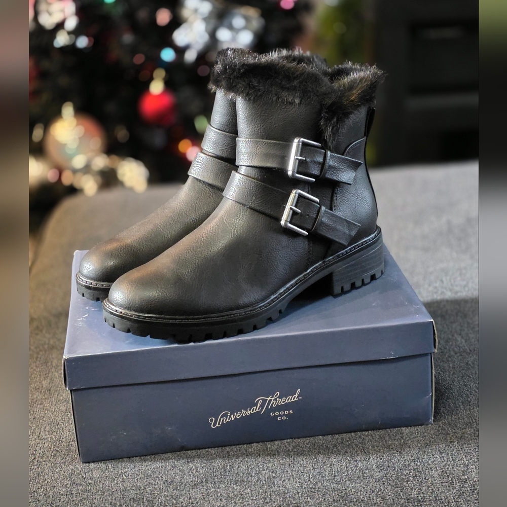 Black Faux Fur Lined Janet Boot Size 9.5 Womens